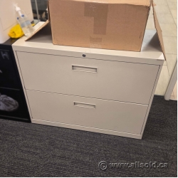 Tan 2 Drawer Lateral File Cabinet, Locking